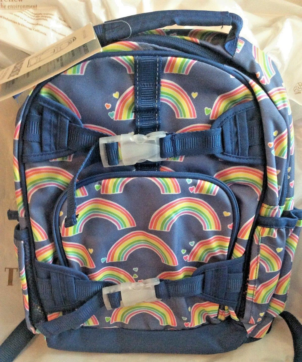 School Pottery barn Disney BACKPACK Rainbow +LUNCH BOX  party travel bag set .