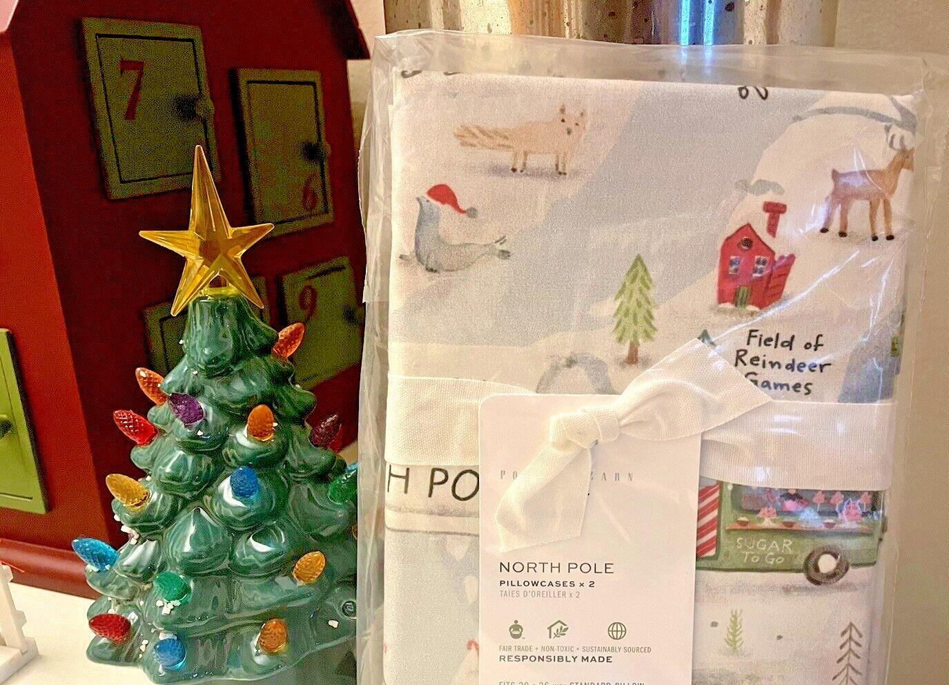 Pottery Barn Disney Pillowcase KING holiday Deer Christmas Gift kids SET 2 New '