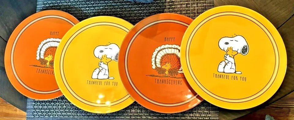 Snoopy Pottery Barn holiday Thanksgiving Peanuts Disney plate party kid SET 4