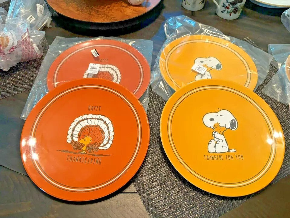 Snoopy Pottery Barn holiday Thanksgiving Peanuts Disney plate party kid SET 4