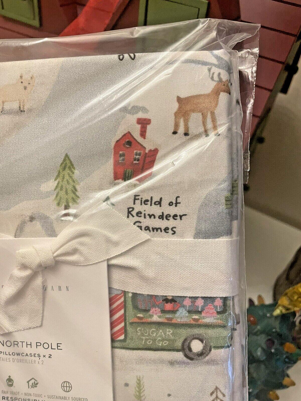 Pottery Barn Disney Pillowcase KING holiday Deer Christmas Gift kids SET 2 New '