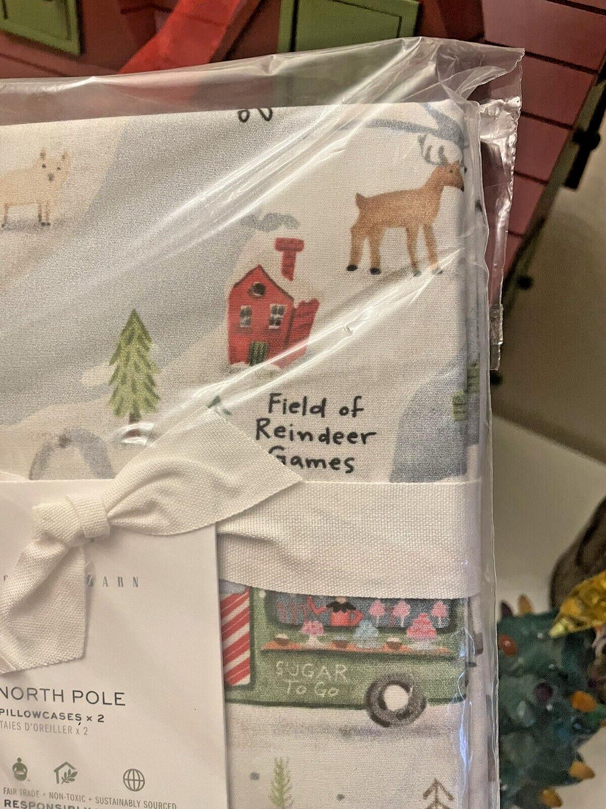 Pottery Barn Disney Pillowcase KING holiday Deer Christmas Gift kids SET 2 New '