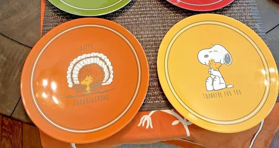 Snoopy Pottery Barn holiday Thanksgiving Peanuts Disney plate party kid SET 4