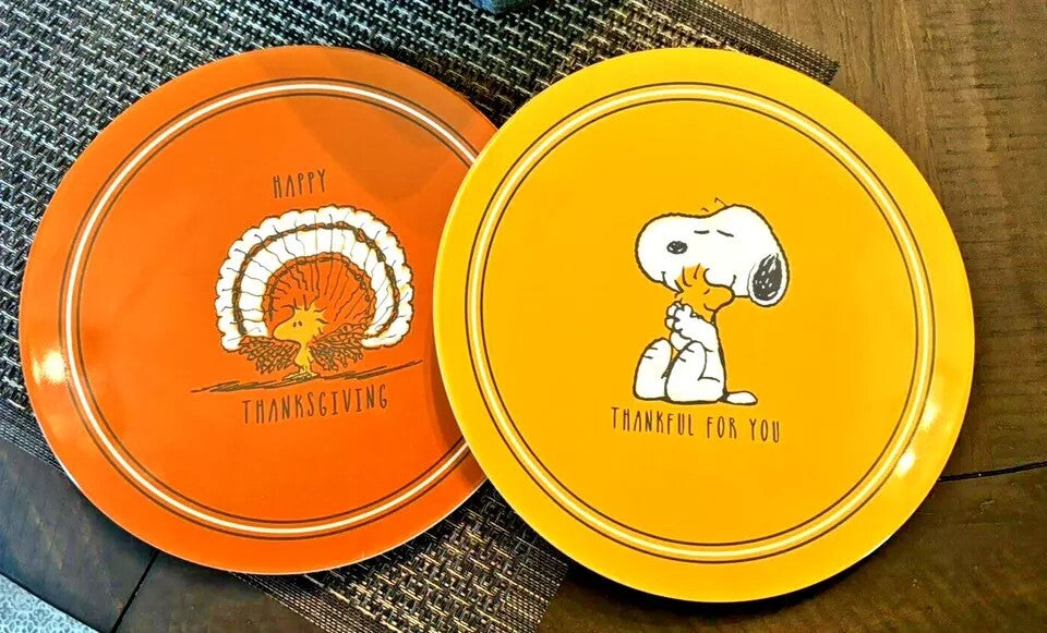 Snoopy Pottery Barn holiday Thanksgiving Peanuts Disney plate party kid SET 4