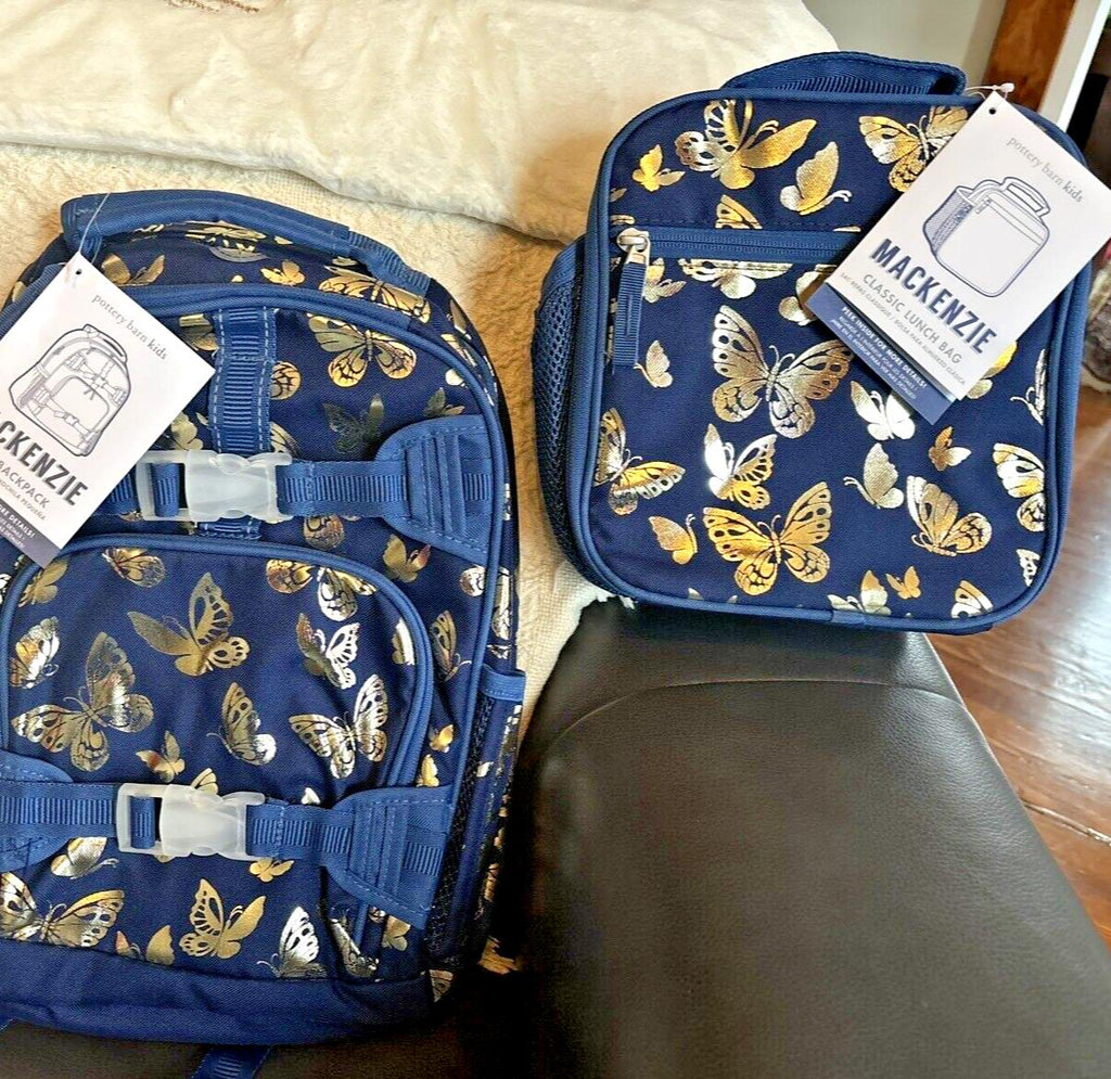 Pottery barn School BACKPACK + LUNCH + WATER Travel Bag girl Disney Gold ?? .