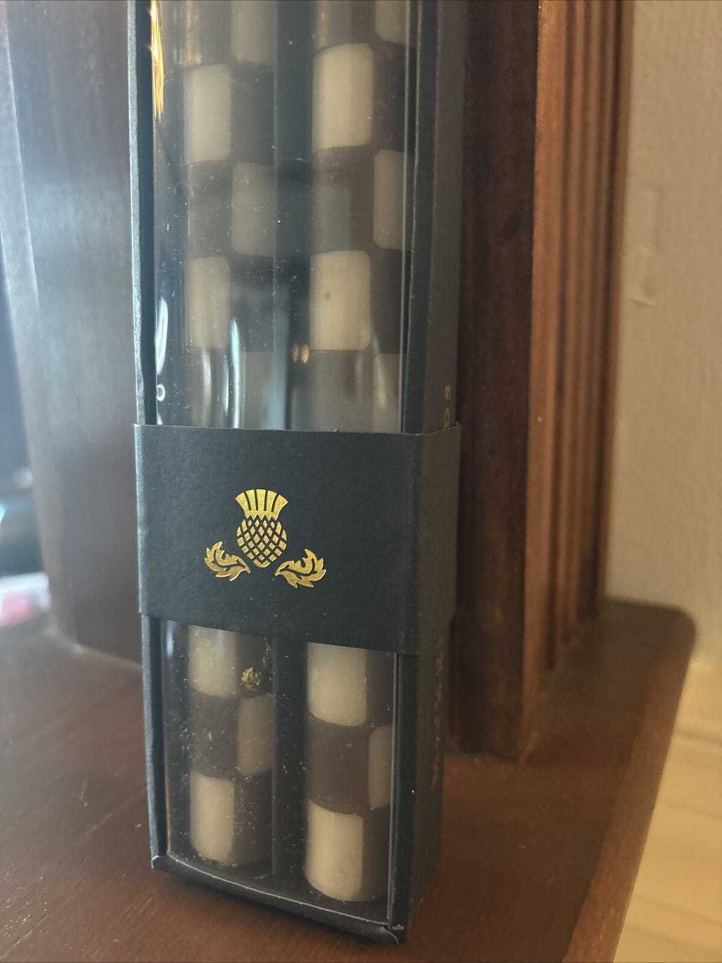 MacKenzie Childs Glow Check Dinner Candle holiday party guest 12" Taper SET 2 /0