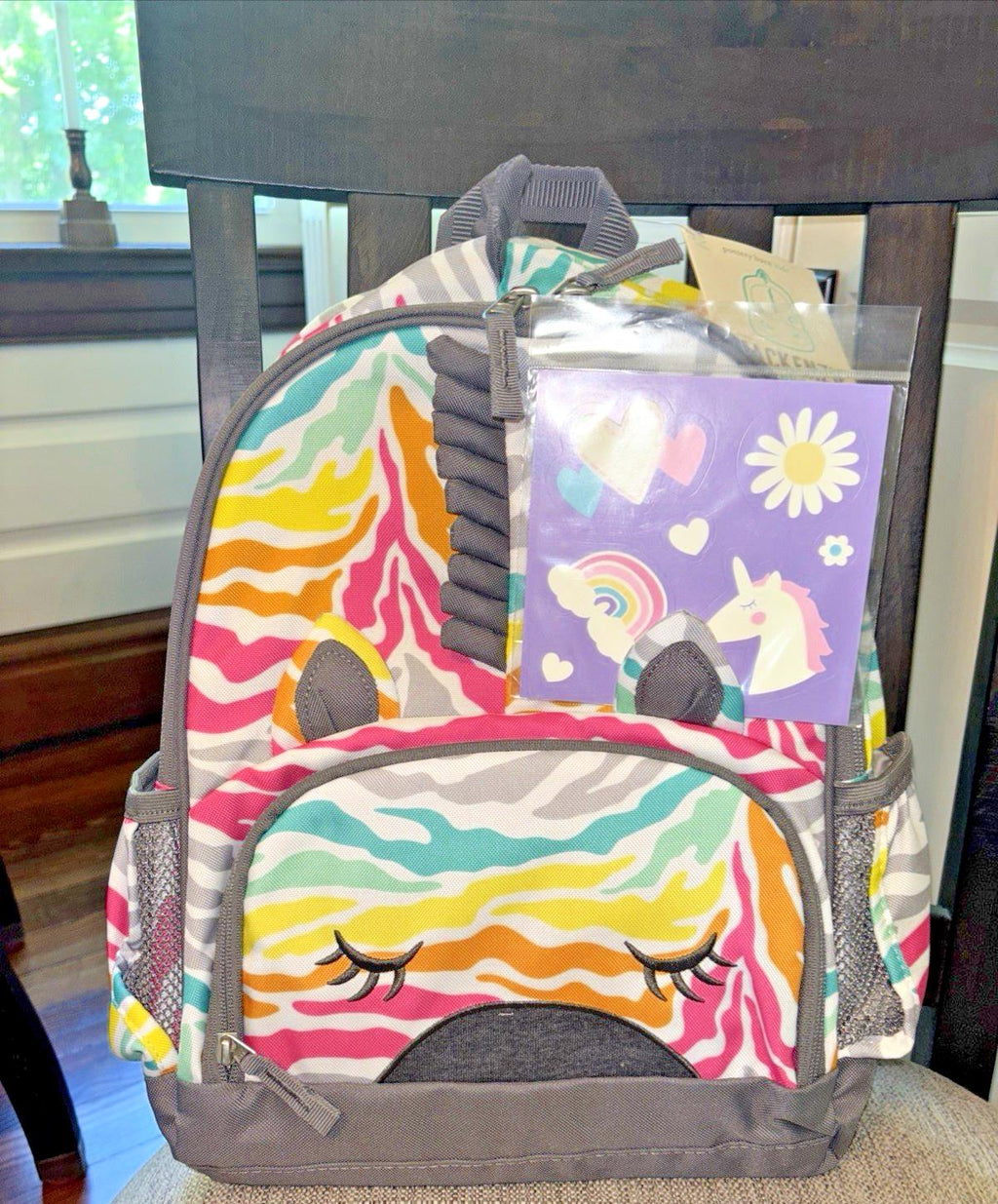 School Pottery barn Rainbow Zebra BACKPACK bag Stripe gift disney travel girl =