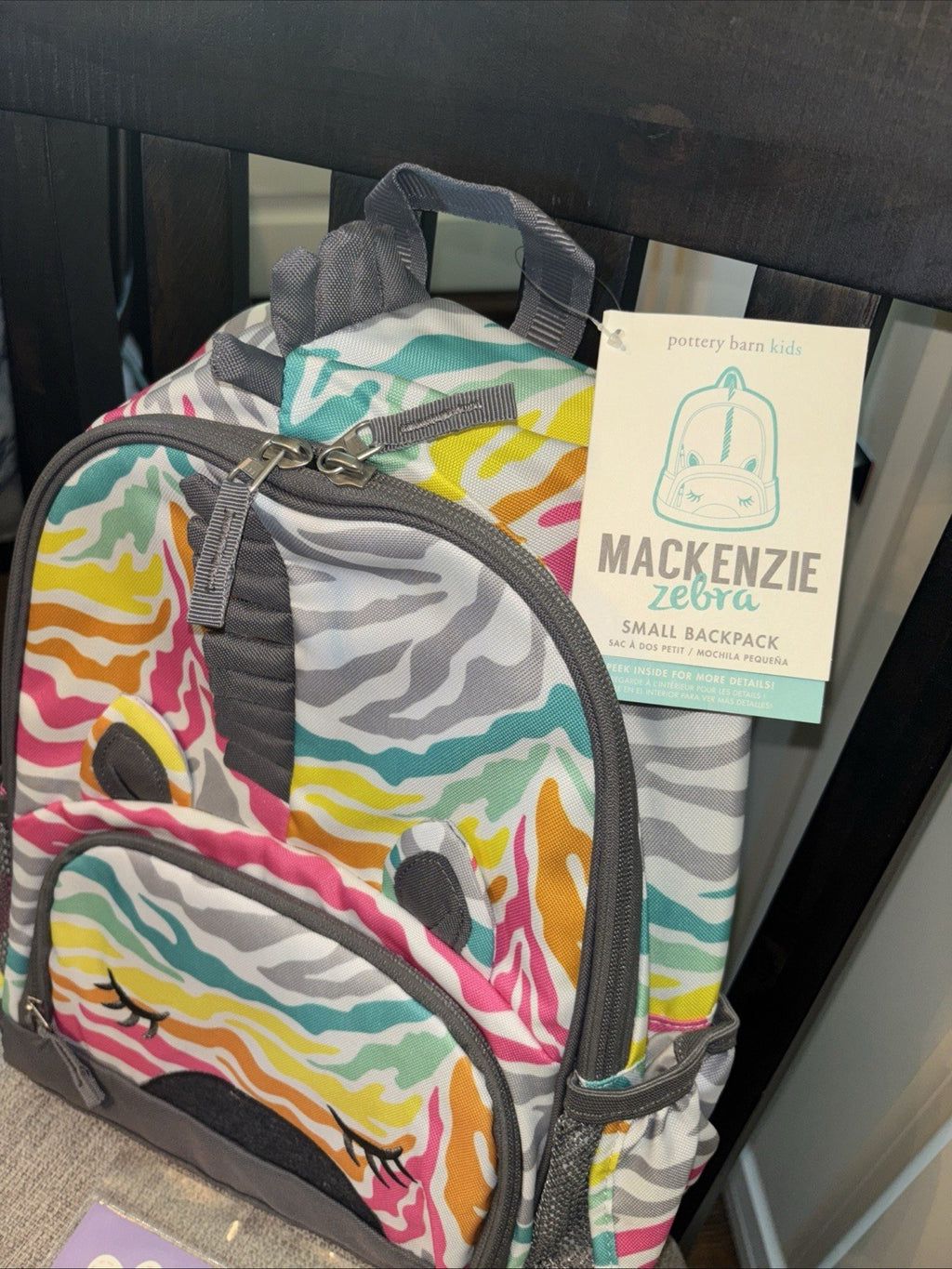 School Pottery barn Rainbow Zebra BACKPACK bag Stripe gift disney travel girl =