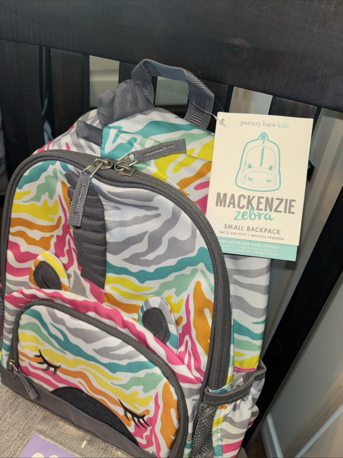 School Pottery barn Rainbow Zebra BACKPACK bag Stripe gift disney travel girl =