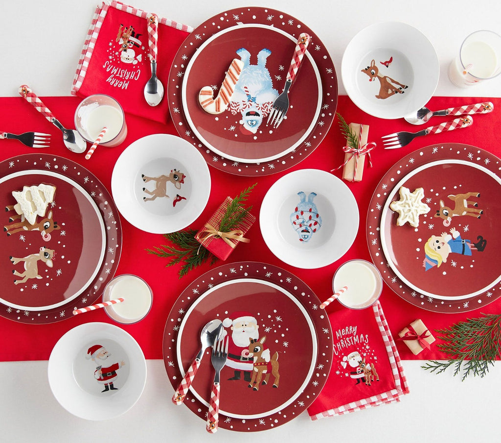 Pottery barn holiday Rudolph Christmas party School Utensil set disney santa kid