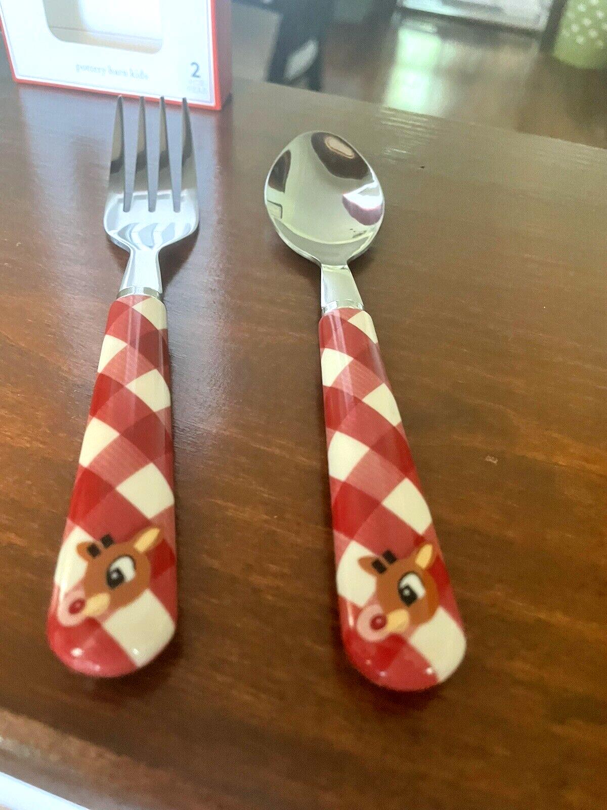 Pottery barn holiday Rudolph Christmas party School Utensil set disney santa kid