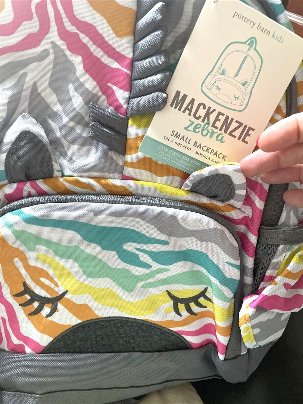 School Pottery barn Rainbow Zebra BACKPACK bag Stripe gift disney travel girl =