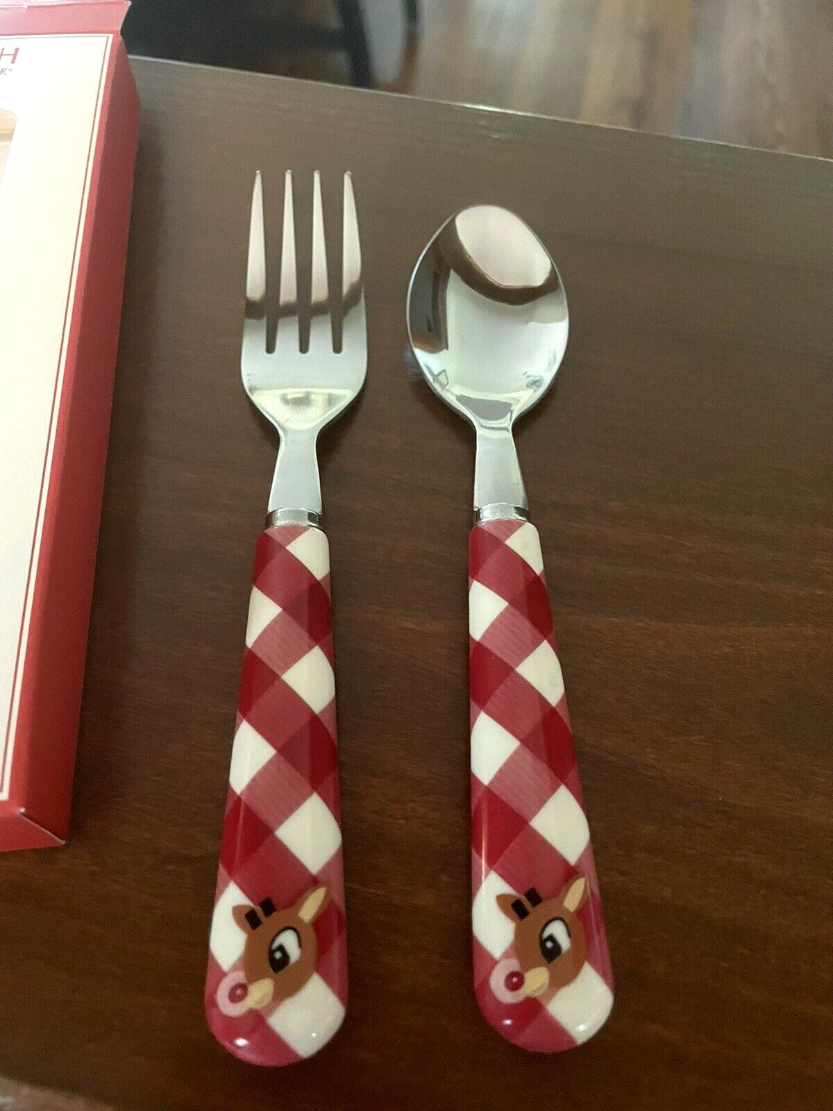 Pottery barn holiday Rudolph Christmas party School Utensil set disney santa kid