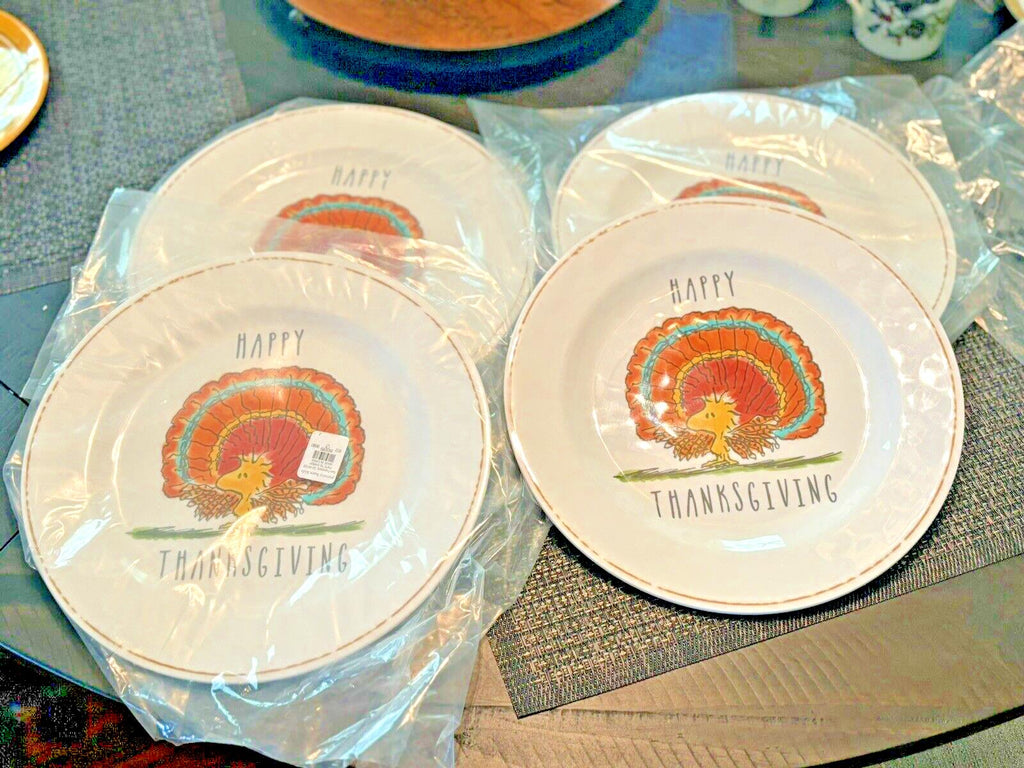 Disney Snoopy Pottery Barn Holiday Peanuts Plate Thanksgiving kid party SET 4