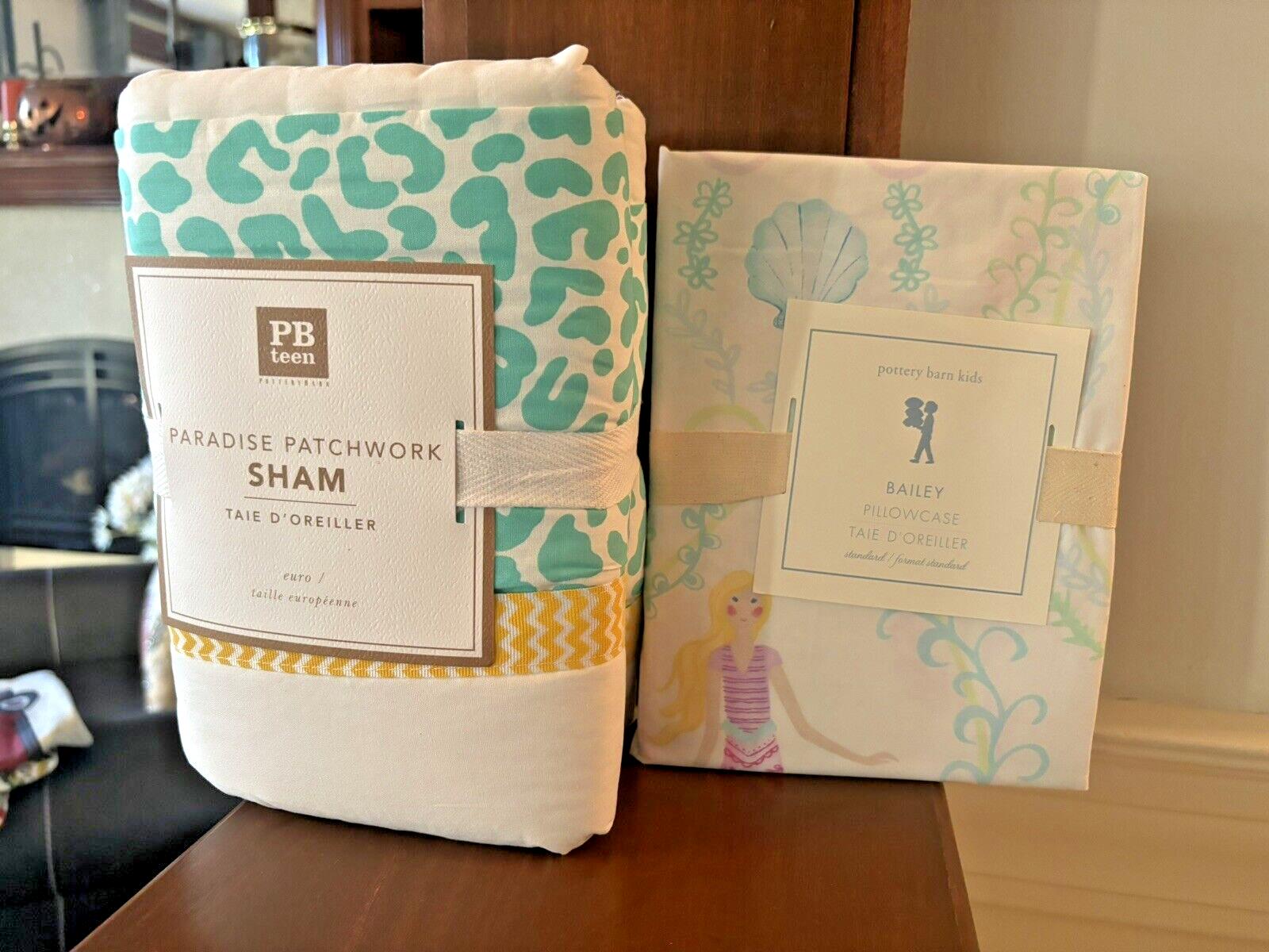 Pottery Barn Princess pillowcase + Beach holiday sham Ariel Disney Pink SET 2 y