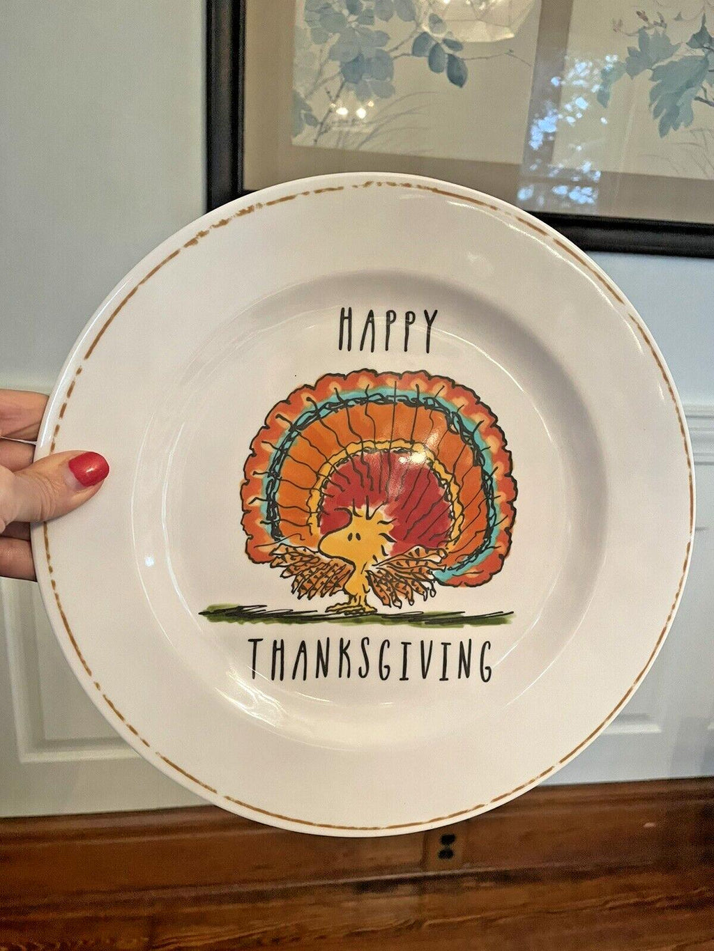 Disney Snoopy Pottery Barn Holiday Peanuts Plate Thanksgiving kid party SET 4