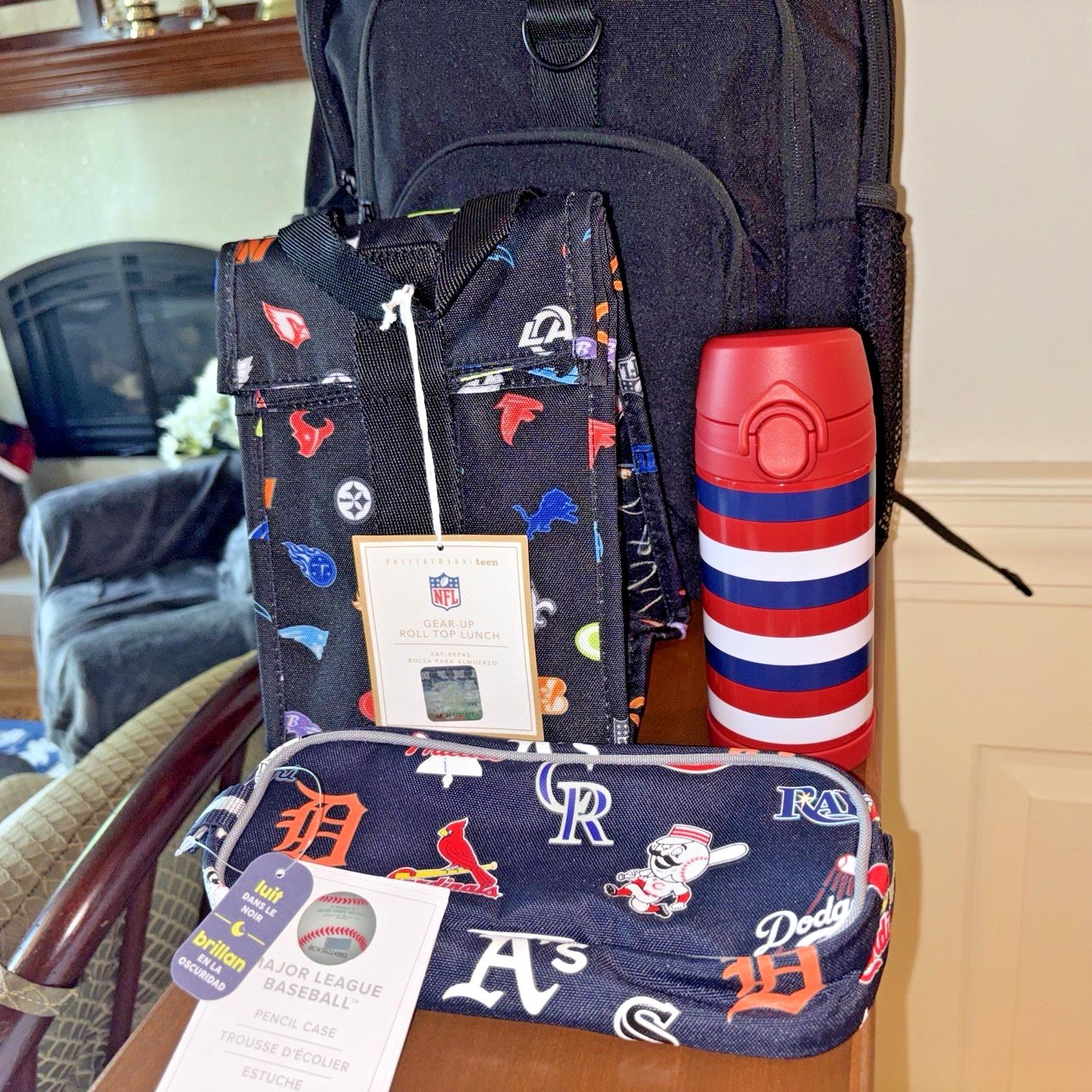 Pottery Barn School LARGE BACKPACK LUNCH WATER Baseball Travel Sport BAG NFL boy