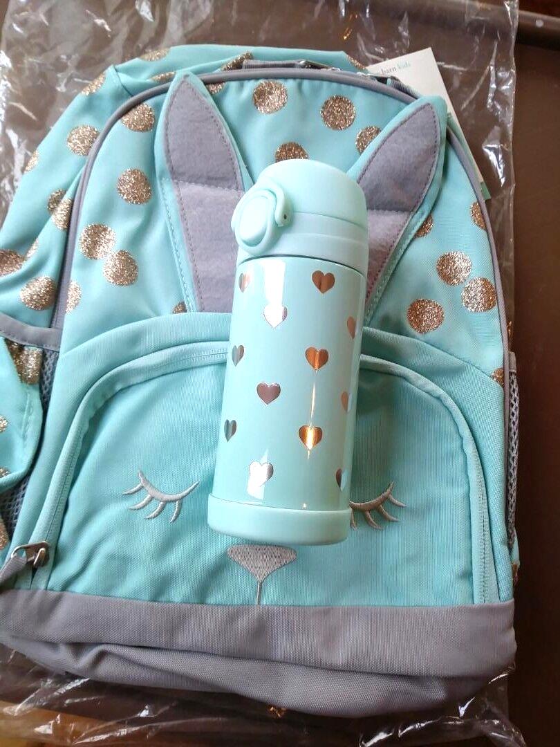 Pottery Barn school Disney Glitter BACKPACK bunny +Water Bottle travel Girl ?? .