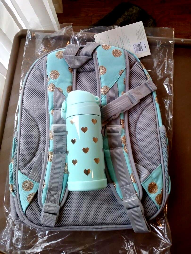 Pottery Barn school Disney Glitter BACKPACK bunny +Water Bottle travel Girl ?? .