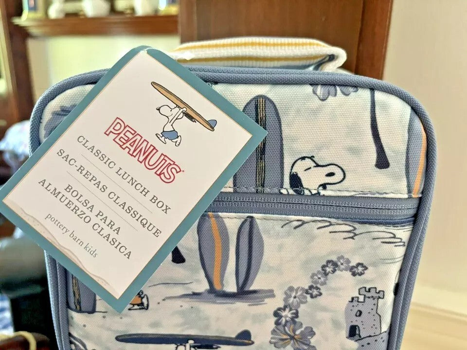 School Pottery barn SNOOPY BACKPACK+LUNCH Utensil Peanuts pre k travel SET Bag .