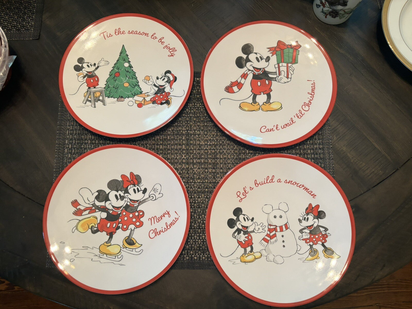 Pottery Barn Holiday Mickey Mouse Disney Christmas Dinner party school SET 8 r
