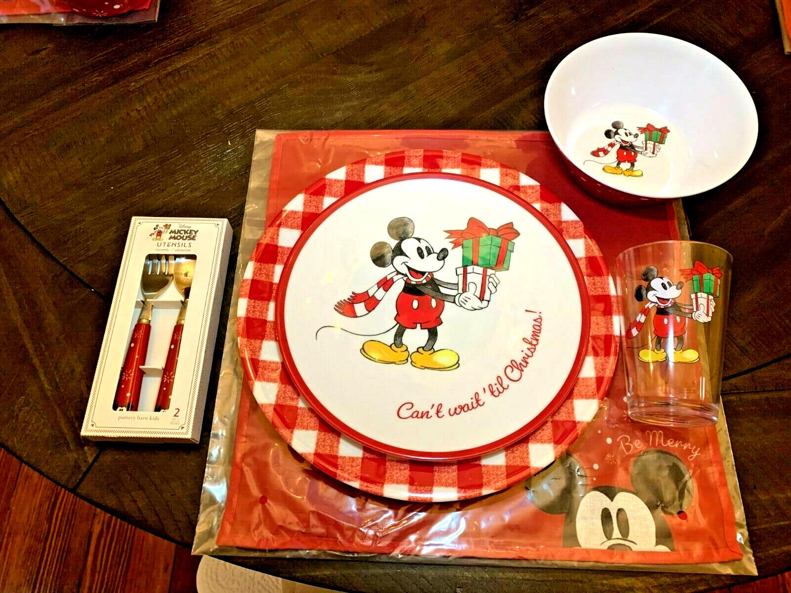 Pottery Barn Holiday Mickey Mouse Disney Christmas Dinner party school SET 8 r