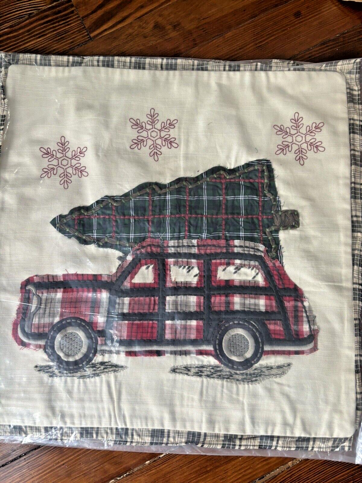Pottery Barn Disney Holiday Plaid Pillow Sham Car party gift $119 Christmas -