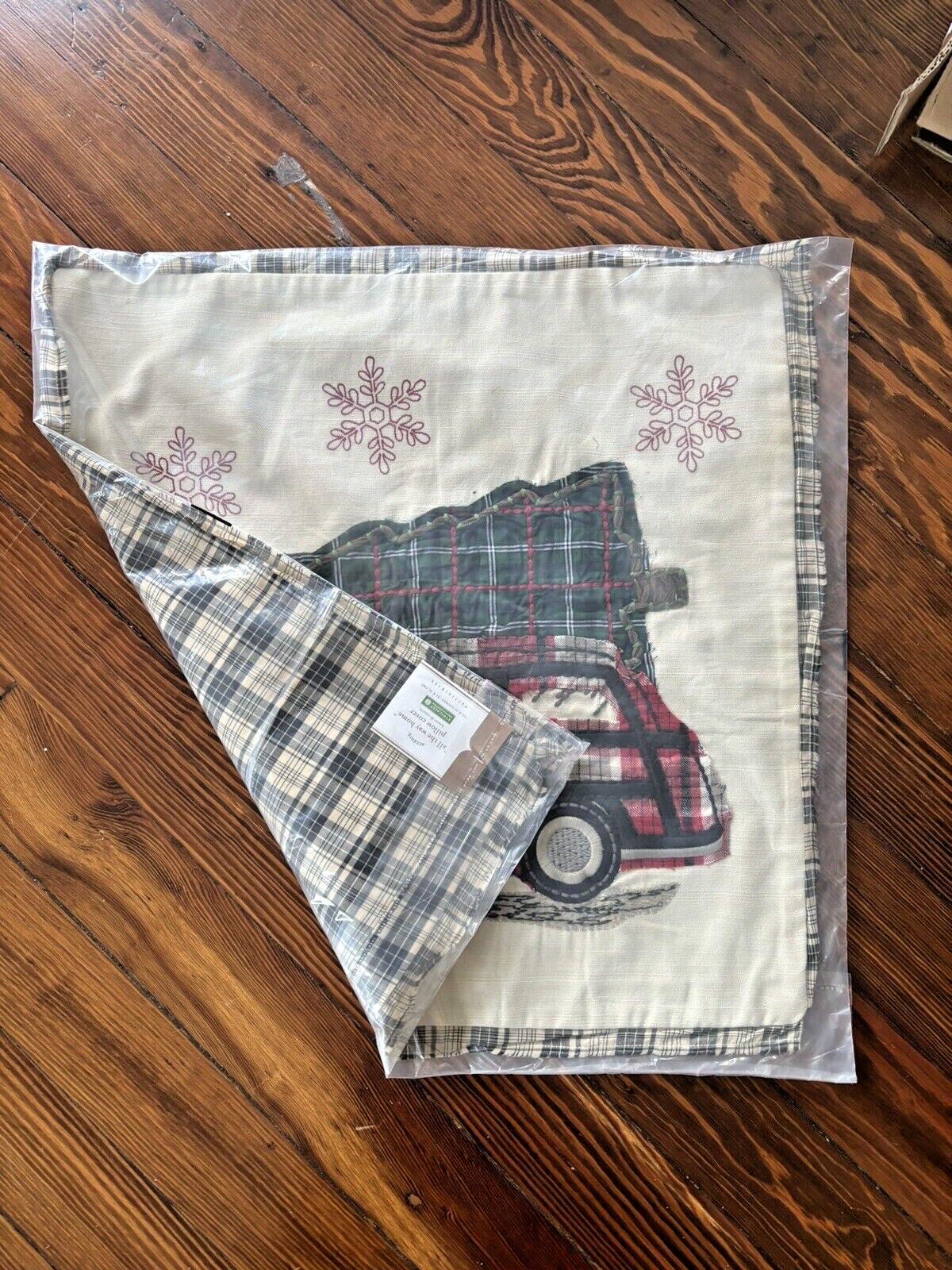 Pottery Barn Disney Holiday Plaid Pillow Sham Car party gift $119 Christmas -