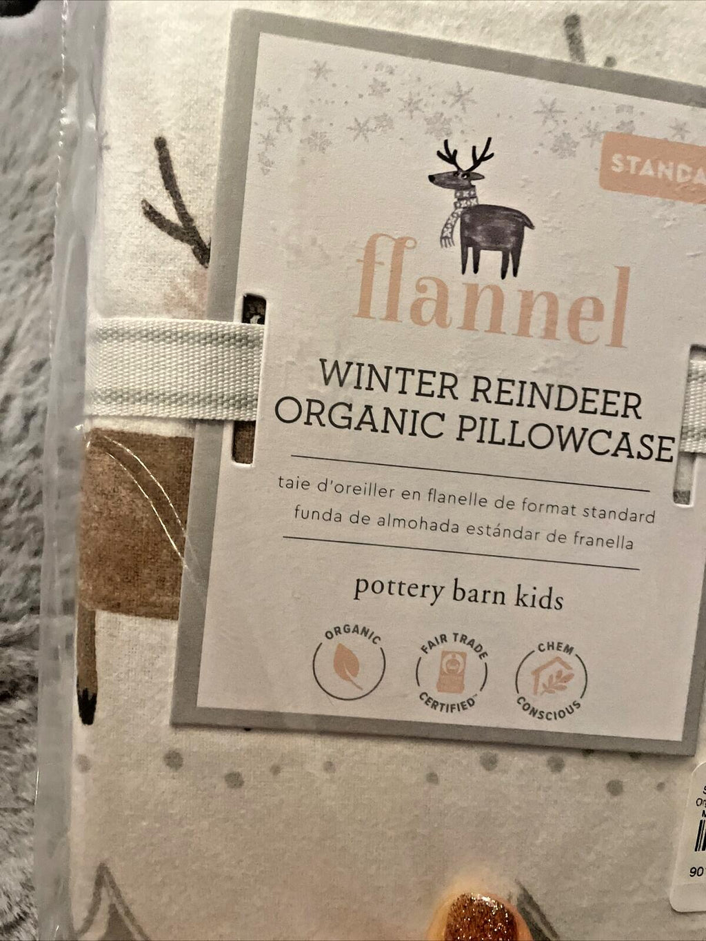 Pottery Barn Holiday Reindeer Christmas gift Birthday Deer Rudolph Pillowcase .
