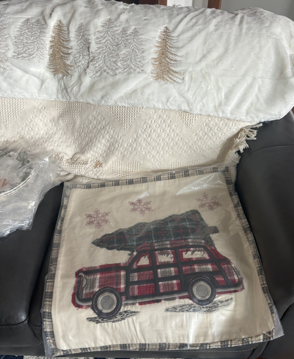 Pottery Barn Disney Holiday Plaid Pillow Sham Car party gift $119 Christmas -