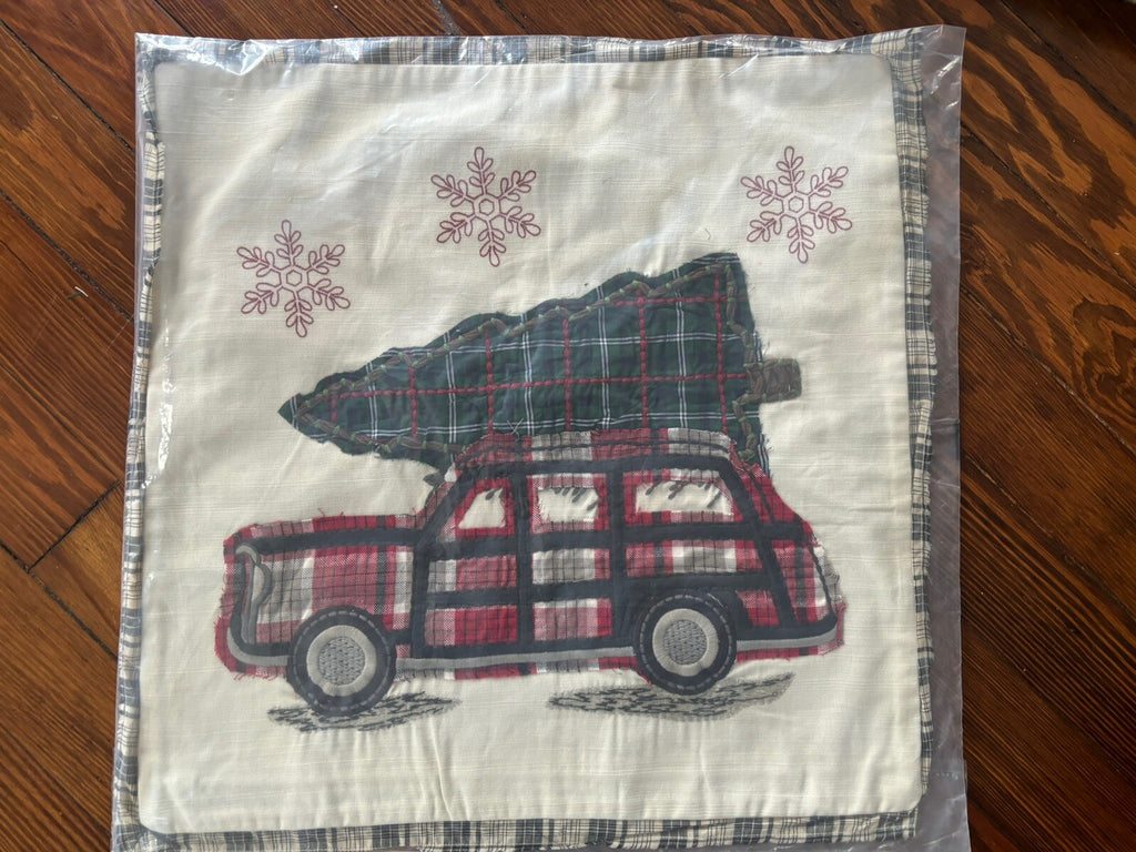 Pottery Barn Disney Holiday Plaid Pillow Sham Car party gift $119 Christmas -