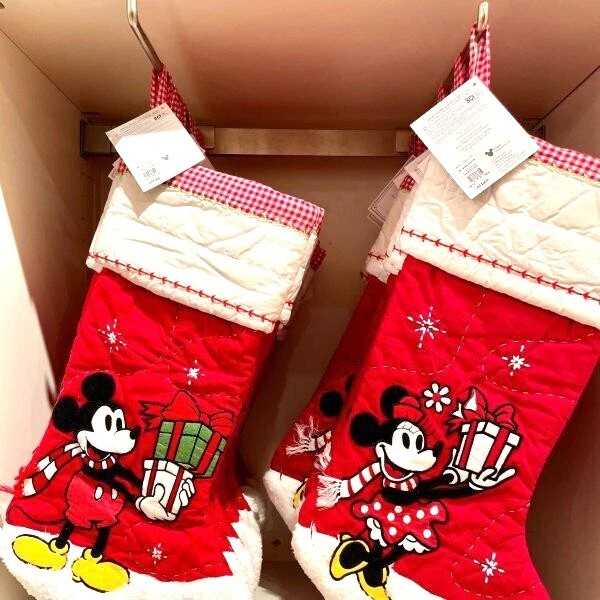 Pottery Barn Holiday Christmas stocking Mickey Mouse quilted Disney kid gift '