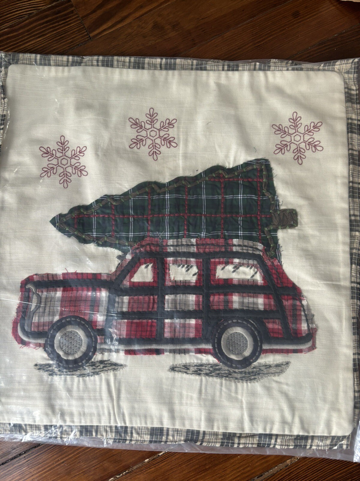Pottery Barn Disney Holiday Plaid Pillow Sham Car party gift $119 Christmas -