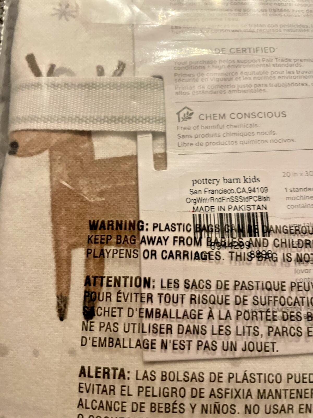 Pottery Barn Holiday Reindeer Christmas gift Birthday Deer Rudolph Pillowcase .