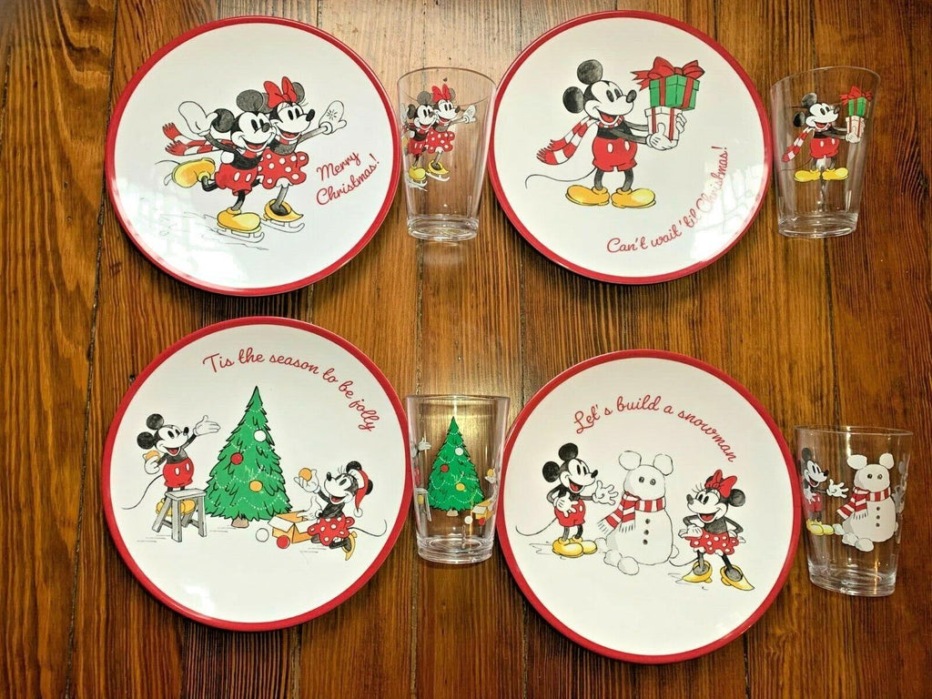Pottery Barn Mickey Mouse DINNER SET PLATE Holiday Disney Christmas party kid 8
