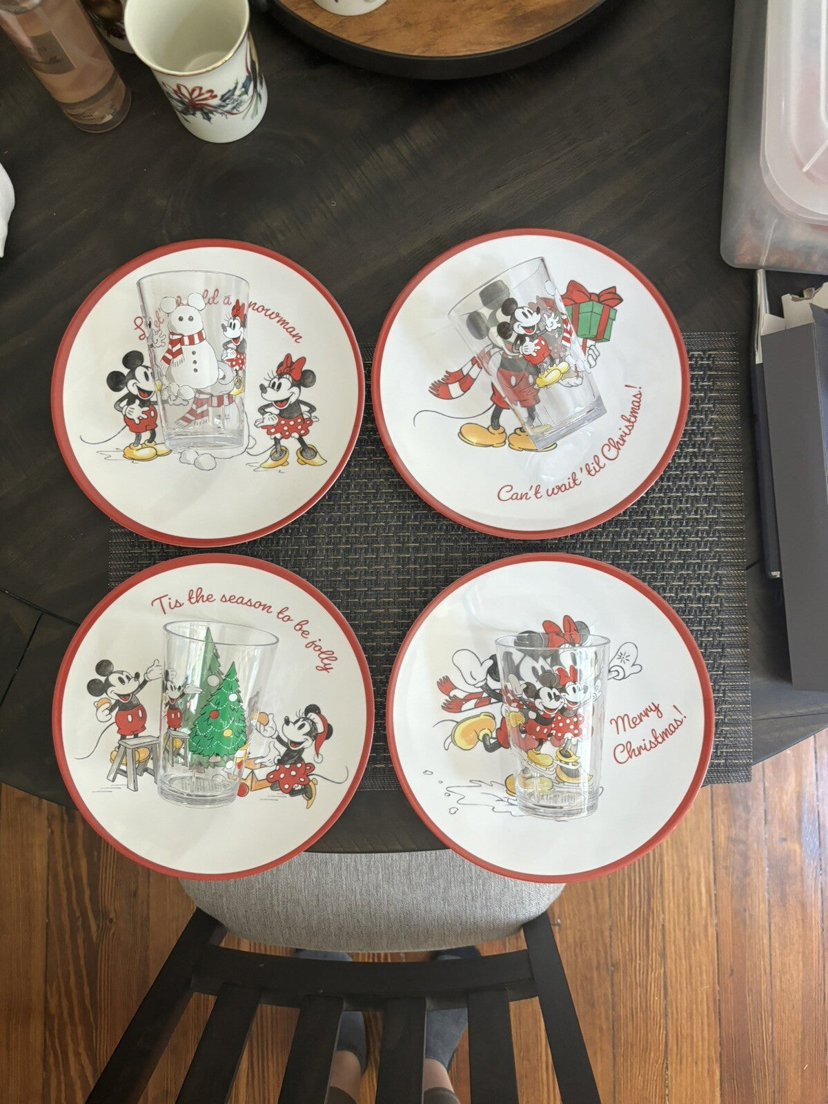 Pottery Barn Mickey Mouse DINNER SET PLATE Holiday Disney Christmas party kid 8