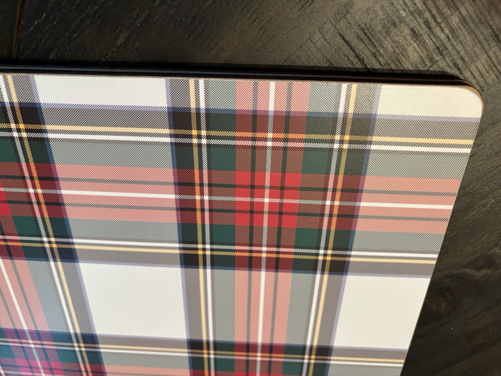 Pottery Barn Disney holiday PLAID placemat Stewart Birthday Country party SET 4