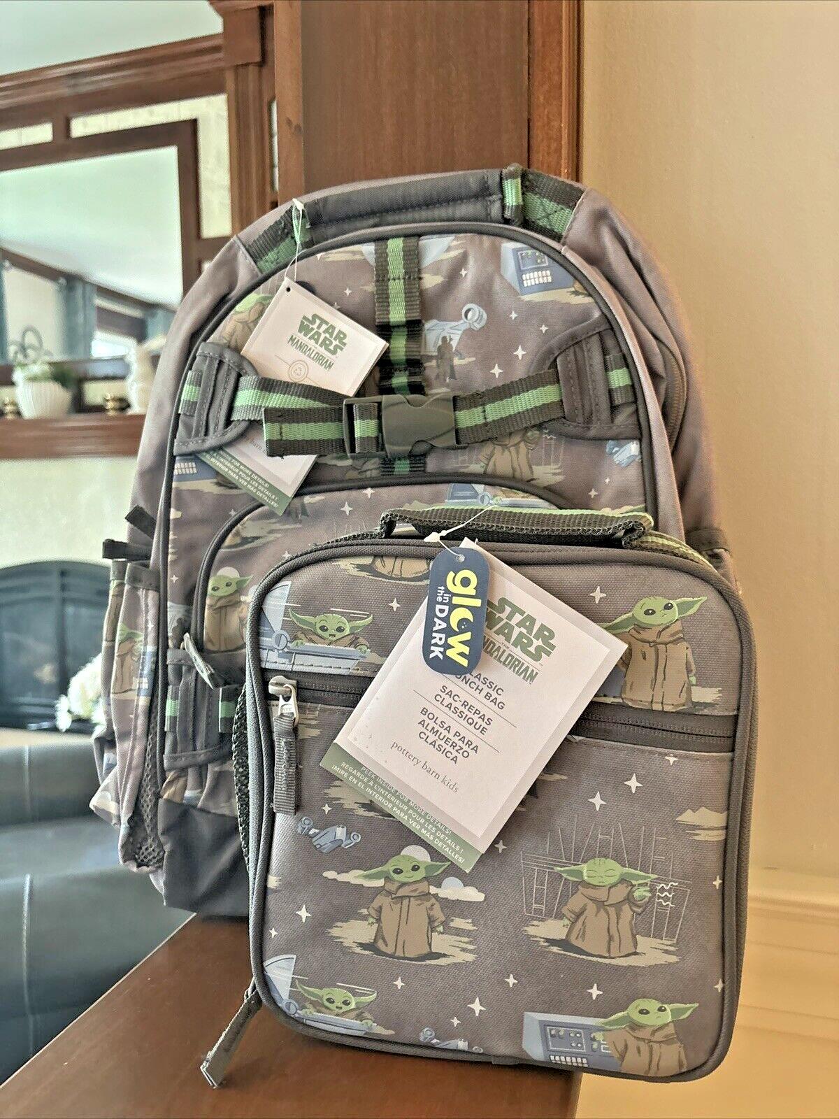 Pottery Barn school STAR WARS Disney BACKPACK +LUNCH Mandalorian Travel Bag ?? .