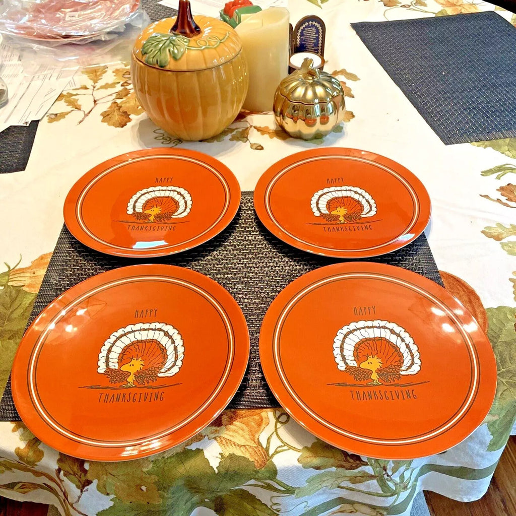 Pottery Barn Disney holiday Thanksgiving Snoopy turkey peanuts plate party SET 4