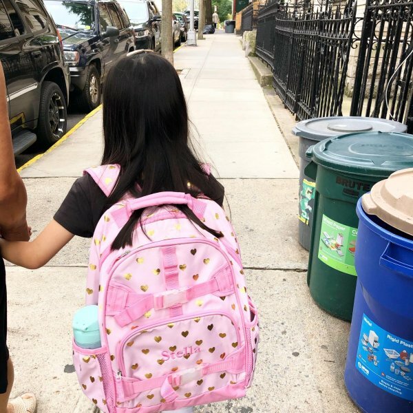 Pottery Barn school Disney Glitter BACKPACK +Lunch Heart Rainbow girl pink ?? 1