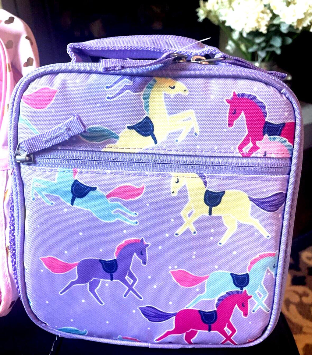 Pottery Barn school Disney Glitter BACKPACK +Lunch Heart Rainbow girl pink ?? 1