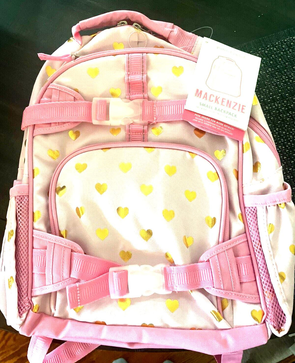 Pottery Barn school Disney Glitter BACKPACK +Lunch Heart Rainbow girl pink ?? 1