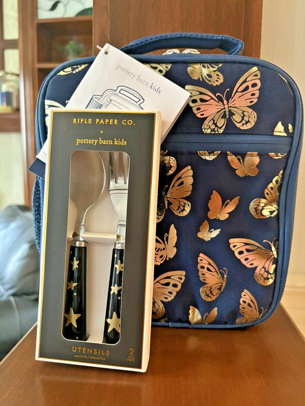 Pottery Barn school Glitter LUNCH BOX BAG Disney Girl Gold Flower?? garden Set .