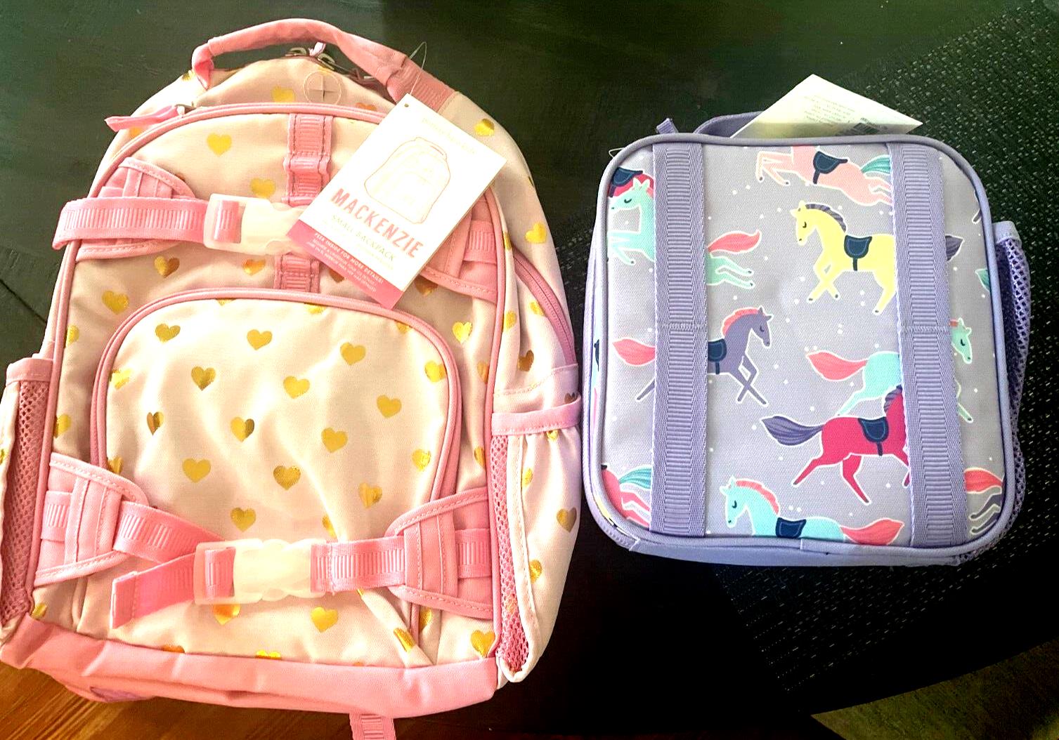 Pottery Barn school Disney Glitter BACKPACK +Lunch Heart Rainbow girl pink ?? 1