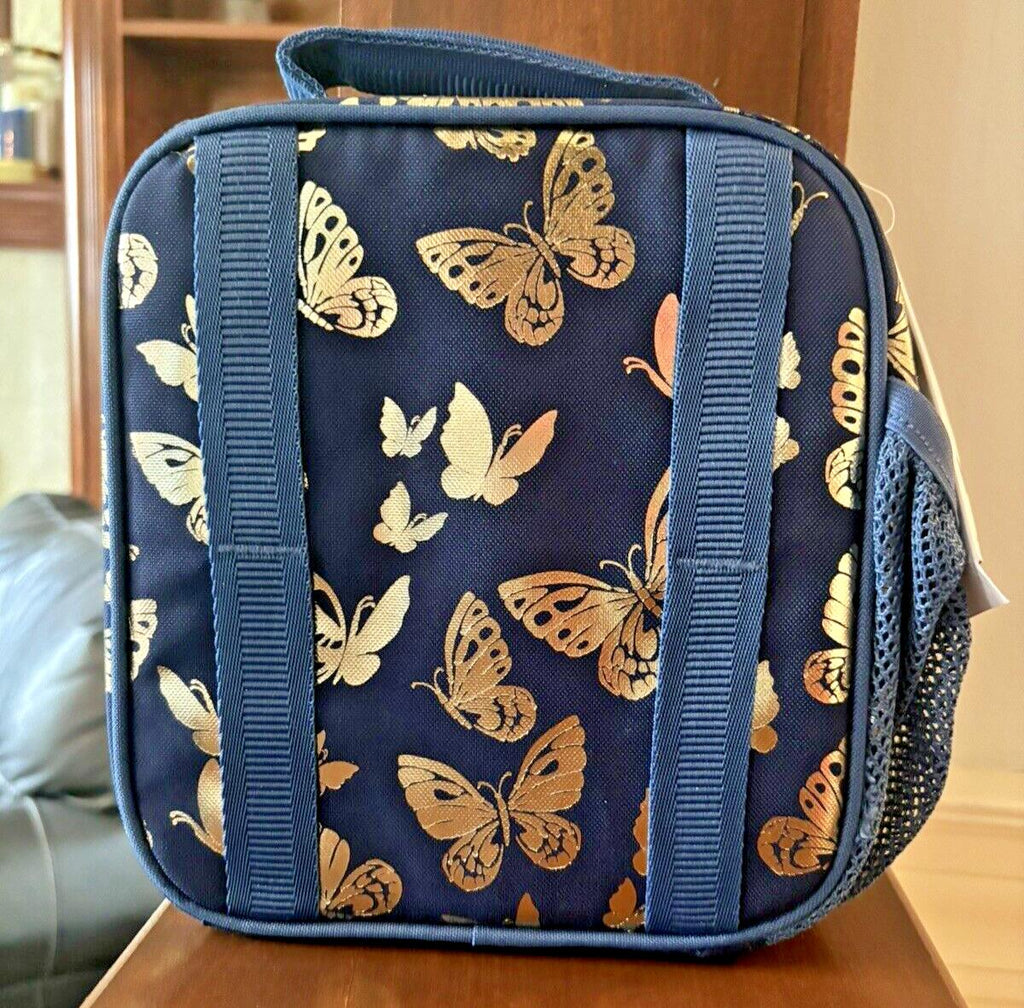 Pottery Barn school Glitter LUNCH BOX BAG Disney Girl Gold Flower?? garden Set .