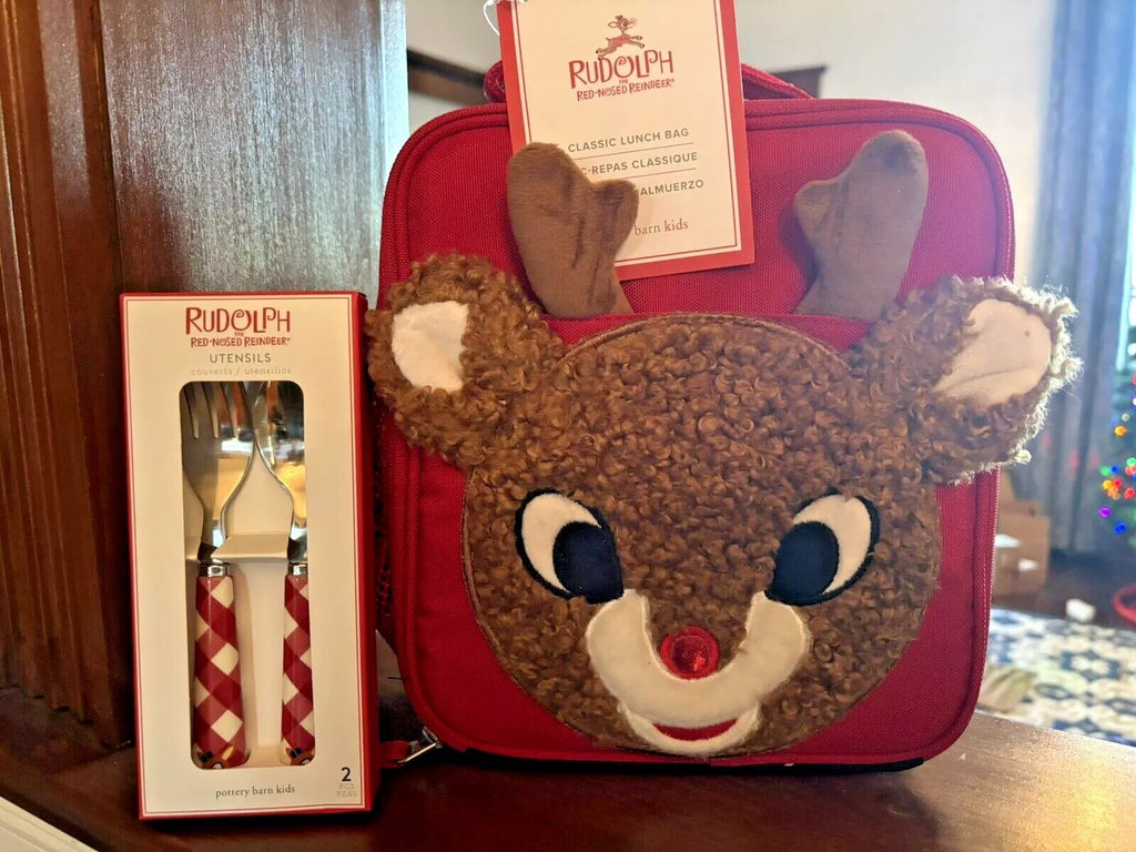 Pottery barn Christmas holiday RUDOLPH LUNCH BOX BAG space School gift Peanuts n
