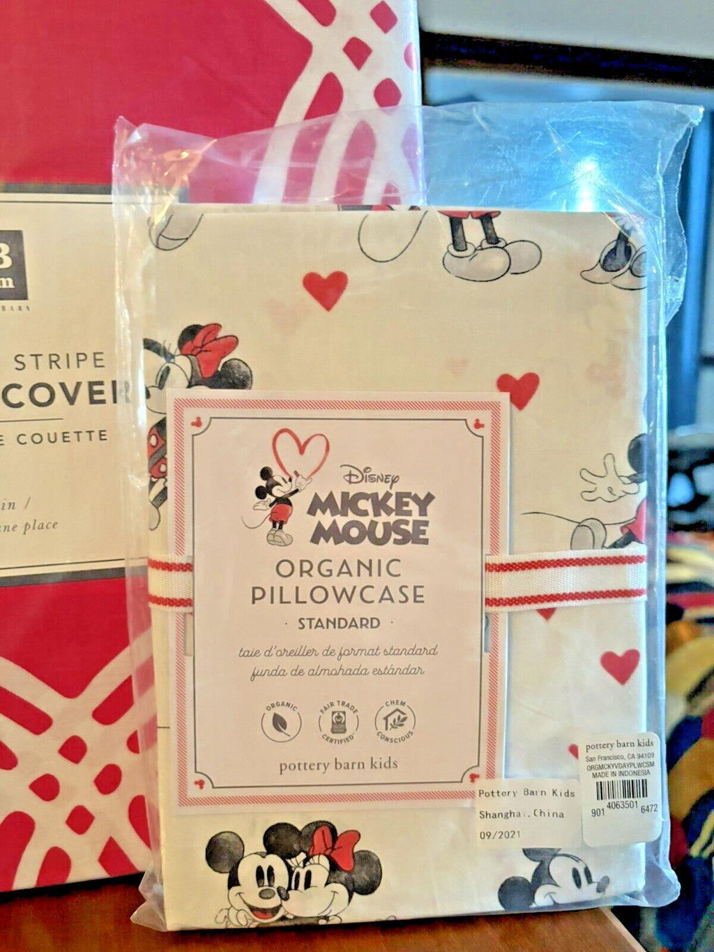 Pottery Barn Mickey Minnie Mouse Bed pillowcase Pink Duvet holiday disney SET 2y