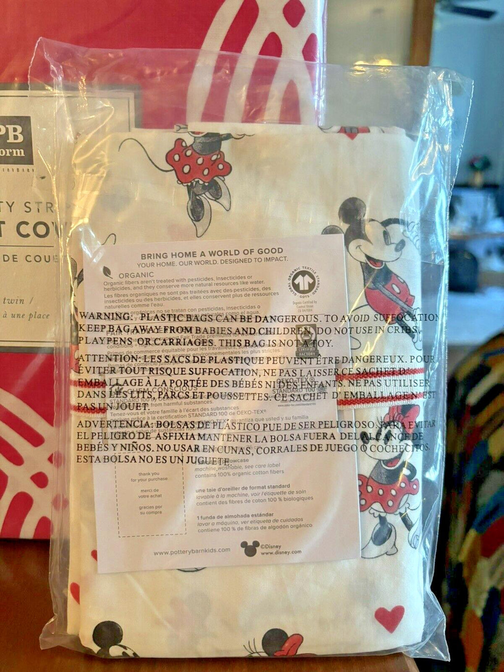 Pottery Barn Mickey Minnie Mouse Bed pillowcase Pink Duvet holiday disney SET 2y