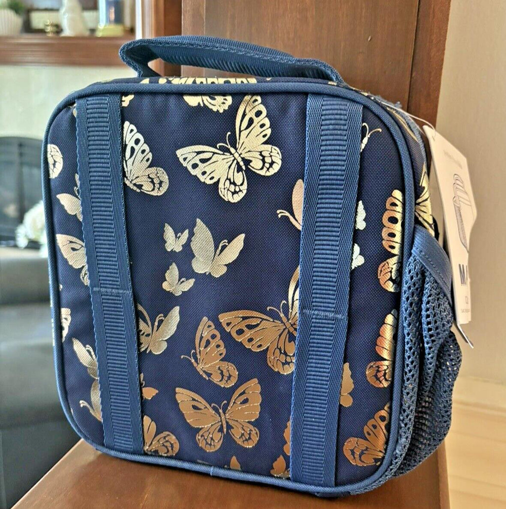 Pottery Barn school Glitter LUNCH BOX BAG Disney Girl Gold Flower?? garden Set .