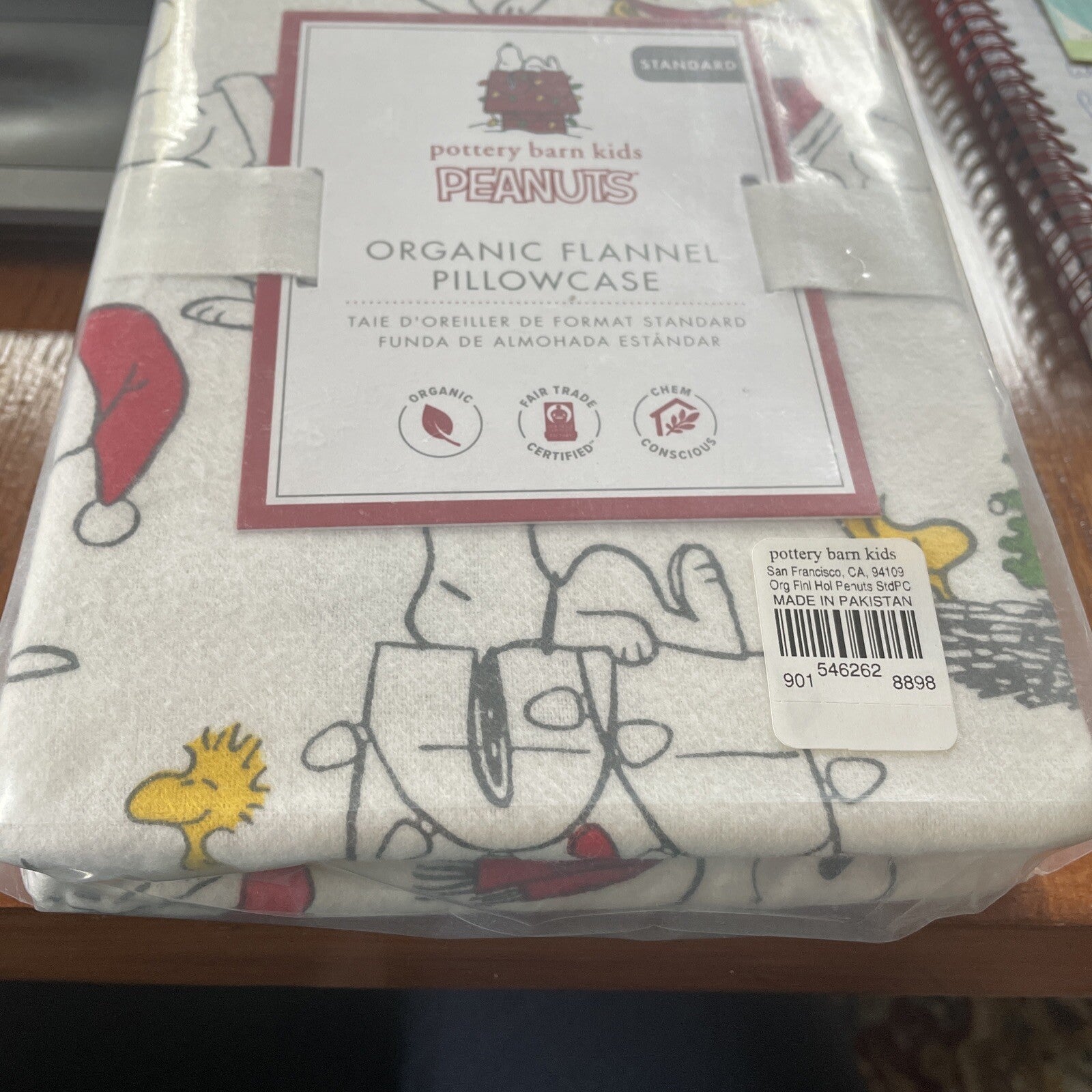 Pottery Barn Christmas Snoopy peanuts Holiday school kid party gift pillowcase h